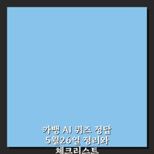카뱅 AI 퀴즈 정답 5월26일 정리와 체크리스트
