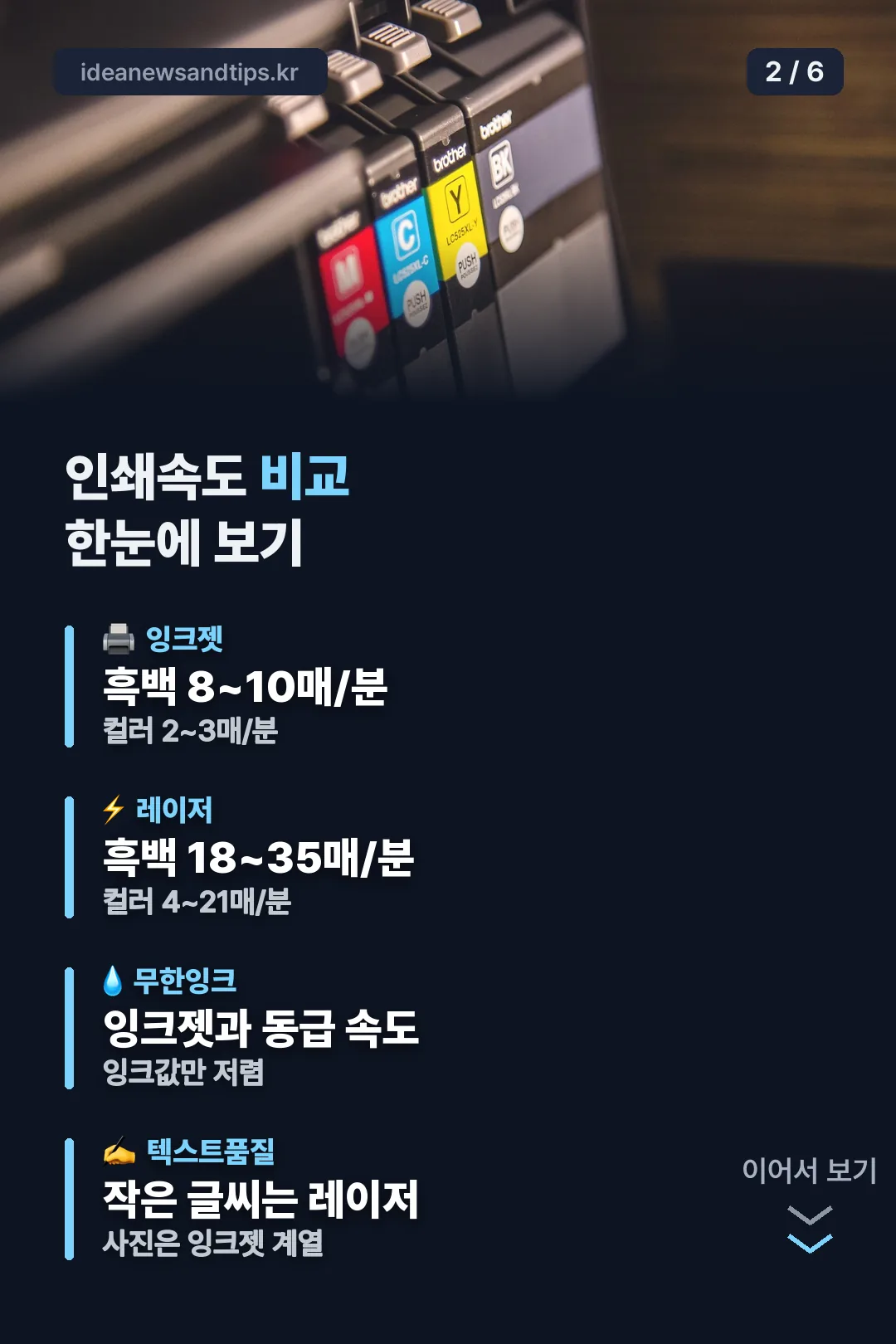 잉크젯 레이저 무한잉크 속도 비교